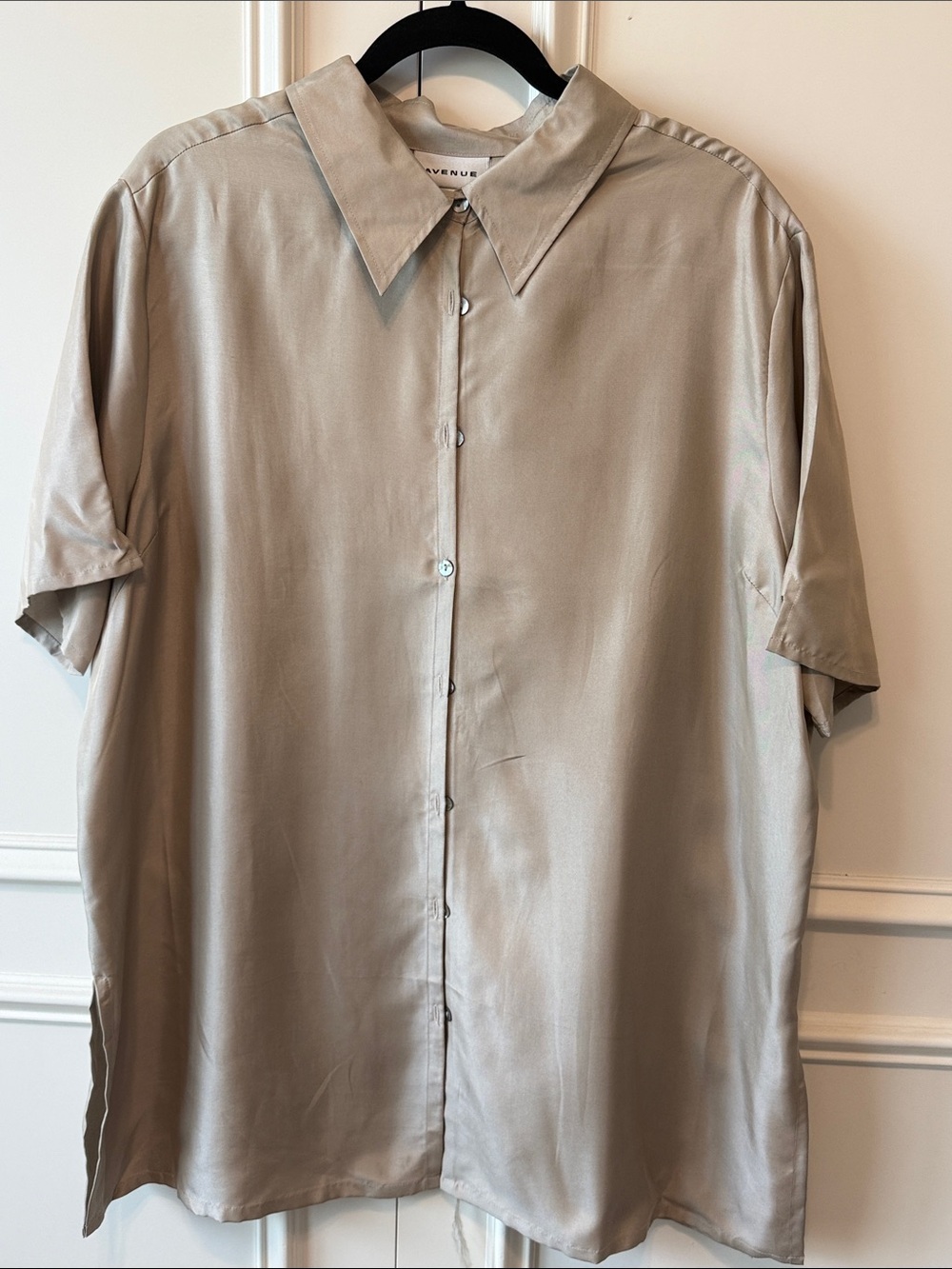 Avenue Taupe Short-Sleeve Button-Down Shirt